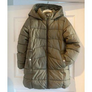 Girl Hooded Puffer coat in green, sz 9